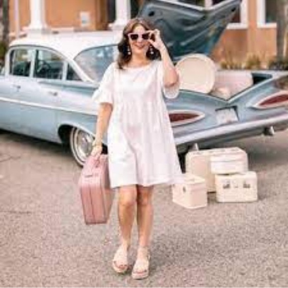 Jillian Harris x Jardines Domaine White Roadtrip Baby Doll French Terry Dress - Picture 2 of 9